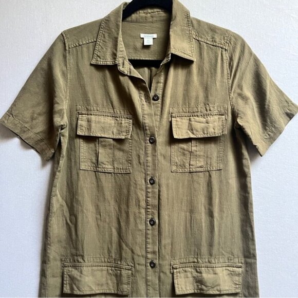 Sundance Harper Button Front Lyocell Midi Dress Olive Green Sz XS - Picture 5 of 11